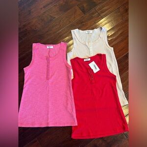 Zenana Outfitters Pink, Red, and Cream Tank Tops